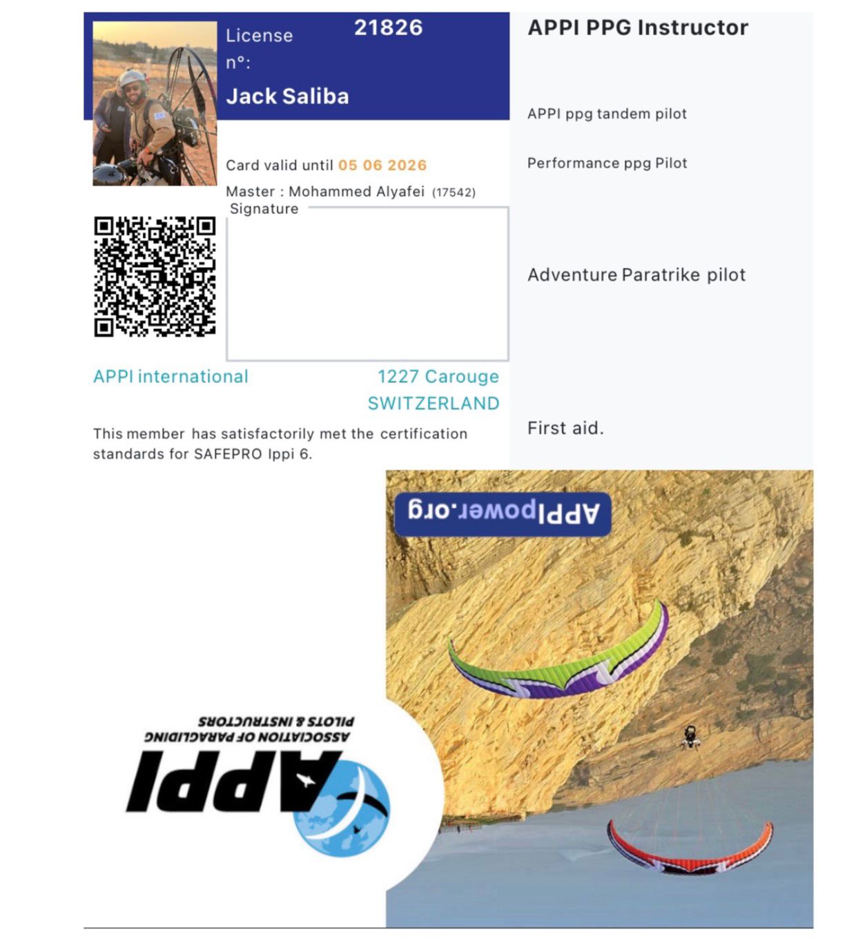 APPI Pro Tandem certification — Jack Saliba